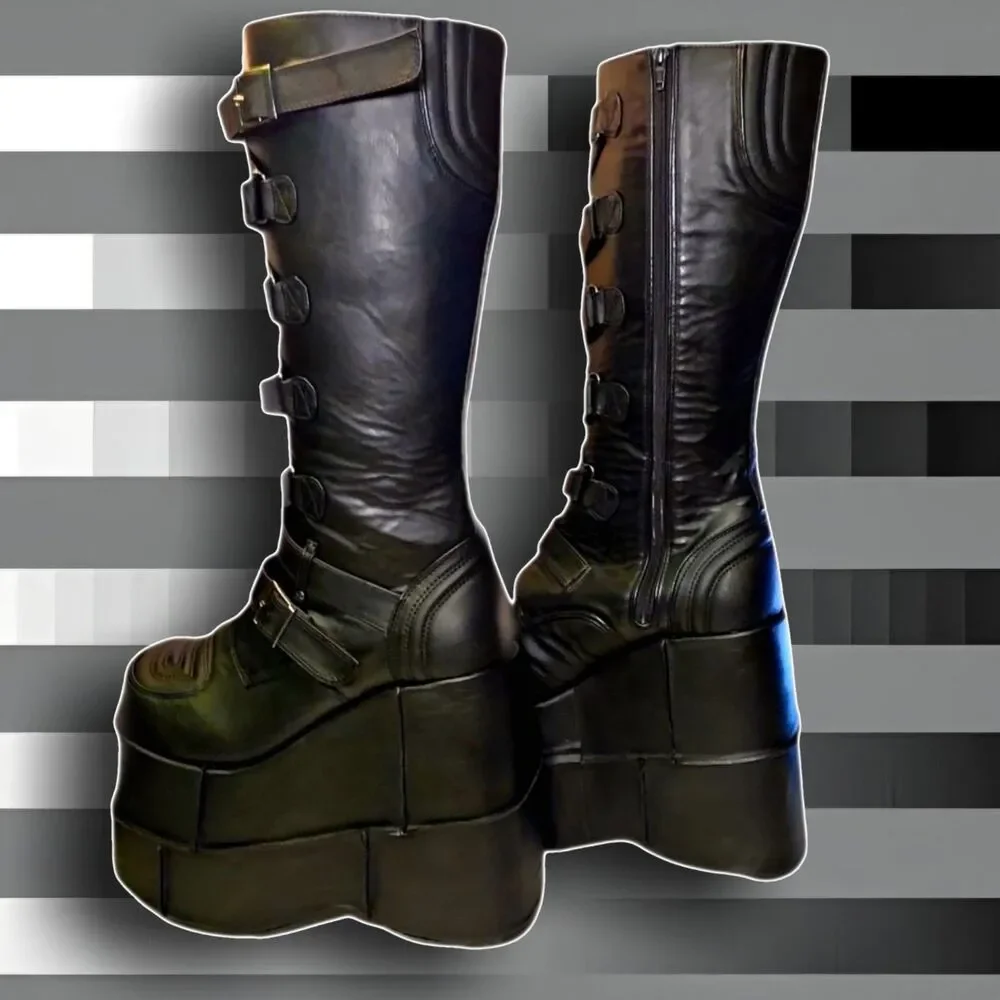 ★Demonia Stack 308 Platform Boots Mens 12 Goth Cyber Punk Stompers Deadstock